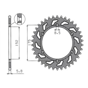 Zębatka tylna 856 44 Yamaha TT600 R '98-'03, TT600S '93-'95 (JTR853.44)