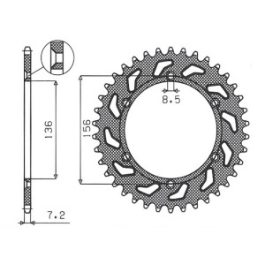 Zębatka tylna 4365 43 Suzuki DR 650 SE '96-'12 - JTR1791.43 - Łańcuch 525