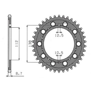 Zębatka tylna do motocykla Honda CBR 600F, CBF 1000, CBR 1100 XX - JTR1871.44