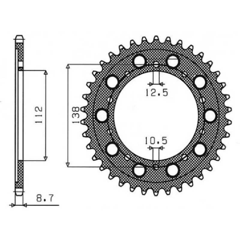 Zębatka tylna do HONDA CBR 600F 91-96, CBF 1000 06-10, CBR 1100 XX 97-07 (SC35) - JTR1871.45