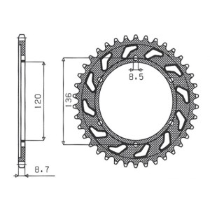 Zębatka tylna 864 44 do Yamaha XJ 600 H,N 84-91, YX 600 Radian 86-87