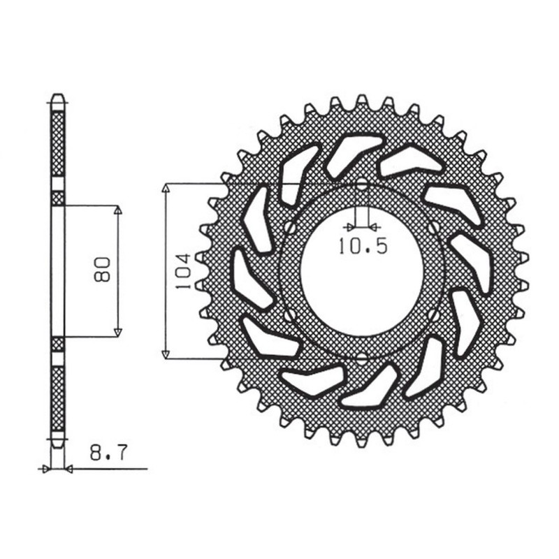 Zębatka tylna do motocykli Kawasaki Z 750C, GPZ 1100, GPZ 750 oraz GPZ 750 Turbo