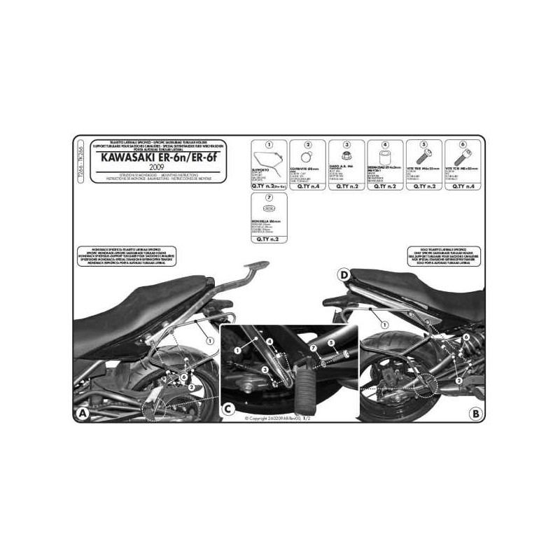 Stelaż pod torby boczne Kawasaki ER-6N '05-'08