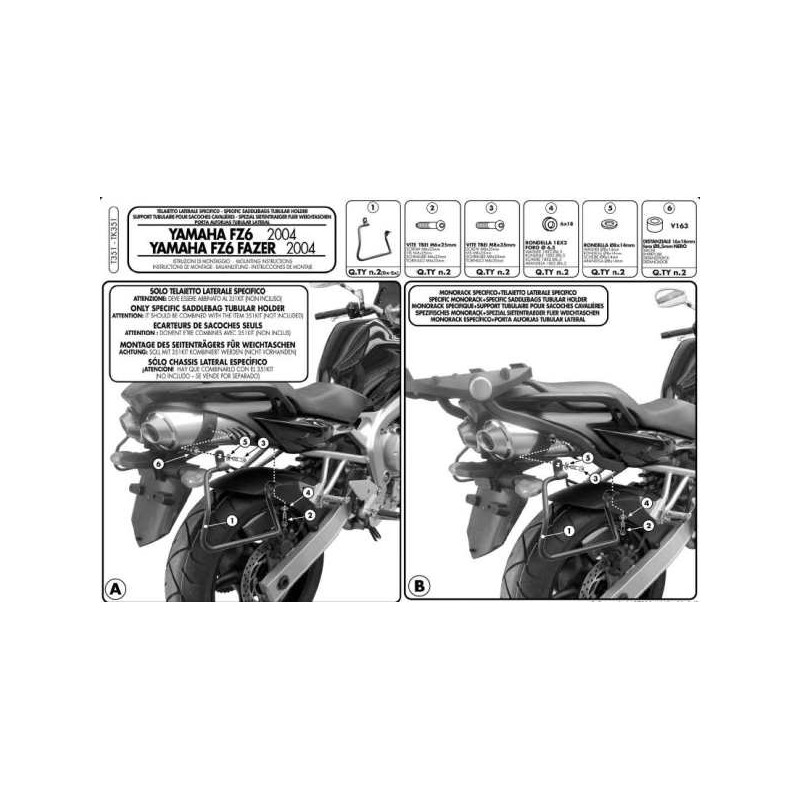 Stelaż pod torby boczne do Yamaha FZ6 '04-'06 - Kup teraz!