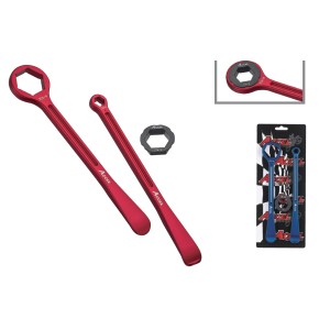 Komplet łyżek do opon ACCEL (23+24cm) Alu7075 niebieski - klucze 10, 13, 27, 32mm