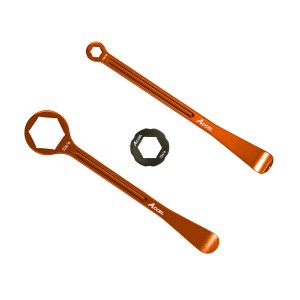 Komplet łyżek do opon aluminiowych z kluczami oczkowymi 32, 22, 12, 10 mm - pomarańczowy