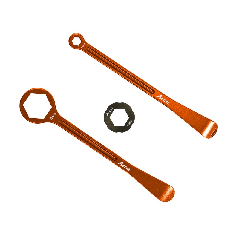 Komplet łyżek do opon aluminiowych z kluczami oczkowymi 32, 22, 12, 10 mm - pomarańczowy