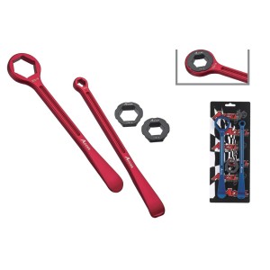 accel komplet łyżek do opon (23+24cm) alu7075 kute z kluczami 10,13,22,27,32 mm kolor złoty (łyżka do opon)