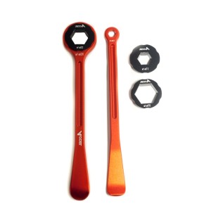 Komplet łyżek do opon (23+24cm) ALU7075 kute z kluczami 10,13,17,22,27,32 mm - Pomarańczowy