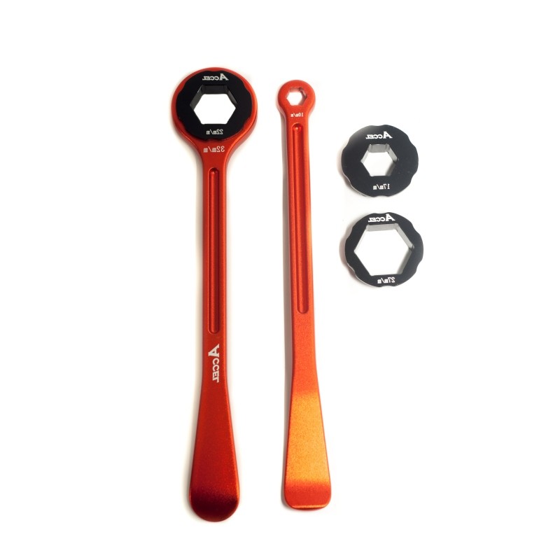 Komplet łyżek do opon (23+24cm) ALU7075 kute z kluczami 10,13,17,22,27,32 mm - Pomarańczowy