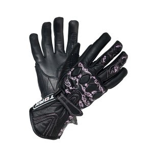 Rękawice skórzane damskie w kolorze czarnym - wyprzedaż, rozmiar XXL