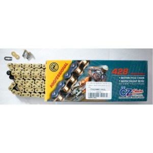 Łańcuch napędowy 428 MX (120 ogniw) złoty - motocross do 110 ccm (23,0 KN) + zapinka