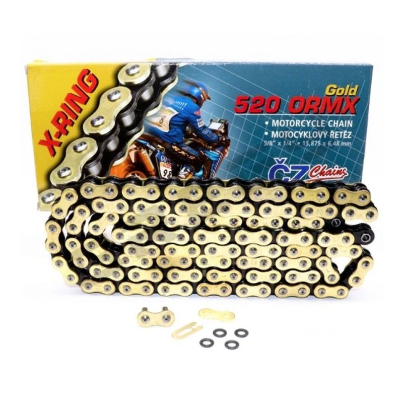Łańcuch napędowy 520 ORMX 108 ogniw Active Ring (X-Ring) złoty do 600 ccm (enduro)