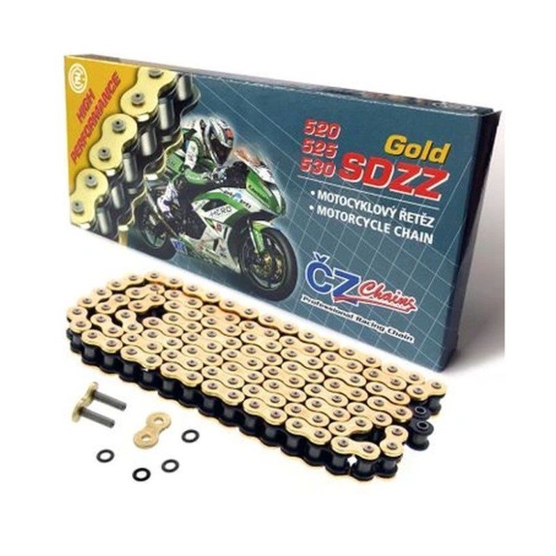 Łańcuch napędowy 525 SDZZ Active Ring (X-Ring) Złoty do 1200 ccm + zakuwka drążona