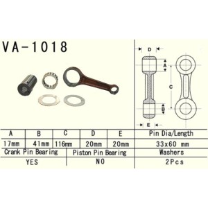 vesrah korbowód honda trx 350 rancher \'99-\'06 (va1018)sworzeń 17mm (made in japan)