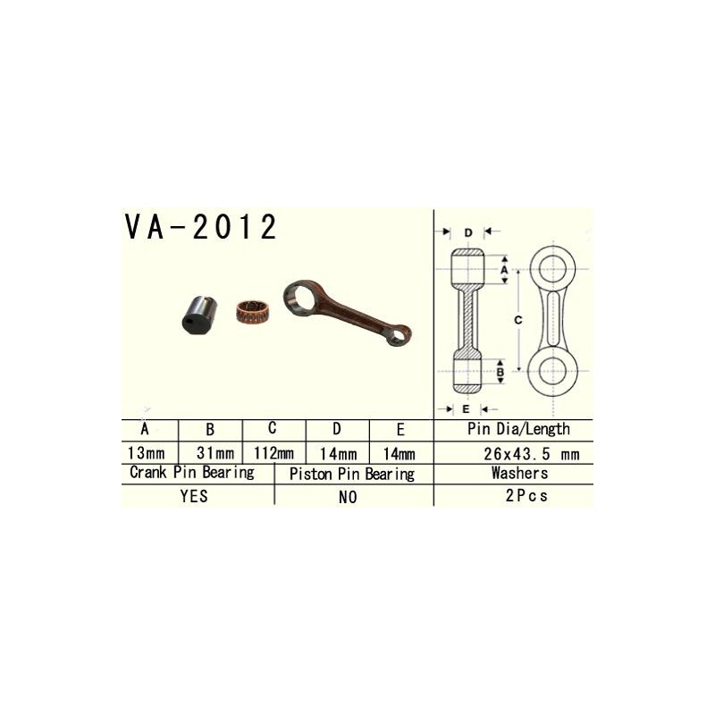 vesrah korbowód yamaha yfm 125 (yfm125) grizzly \'04-\'13, yfm 125 (yfm125) hunter \'05-\'08, yfa 125 (yfa125) brezze \'89-\'04 