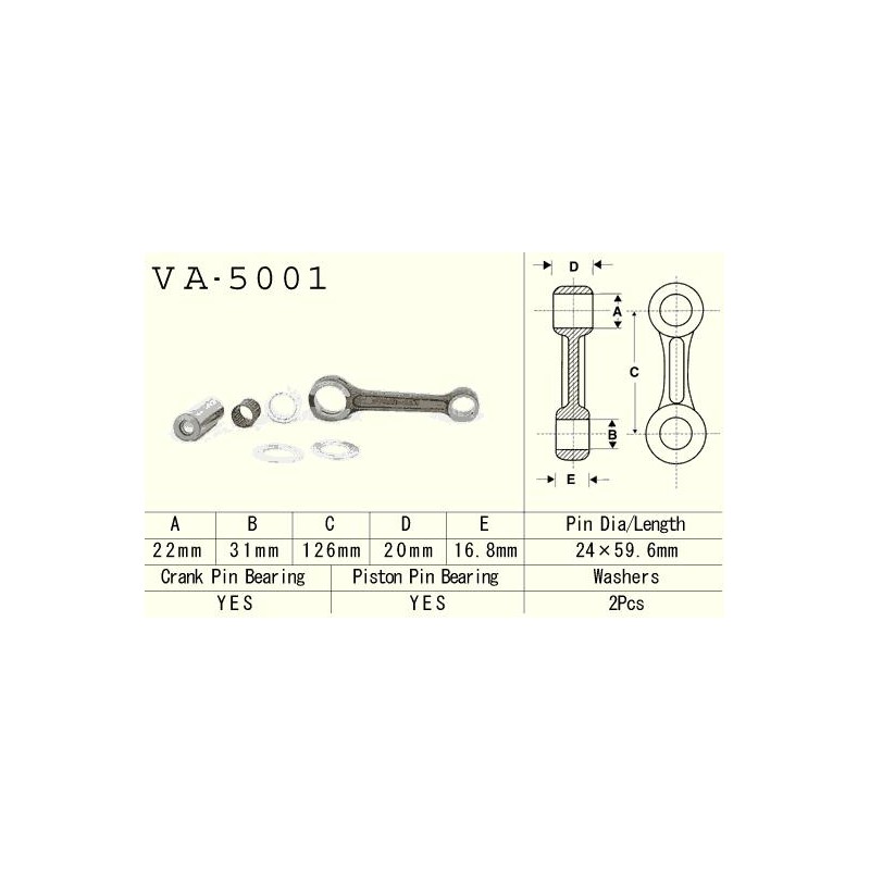 Korbowód VESRAH do HONDA CR 250 '84-'01 i GAS GAS EC 250/300 '18-'19 (VA5001) - Made in Japan