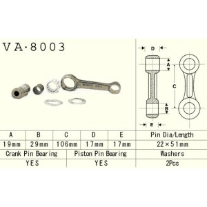 Korbowód VESRAH KAWASAKI KX 125 (KX125) '94-'97 (VA8003) – Made in Japan
