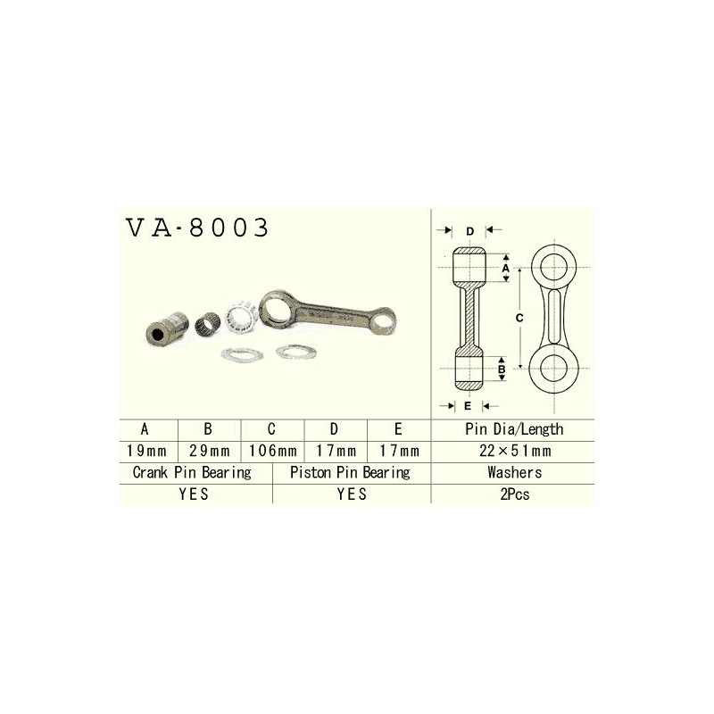 Korbowód VESRAH KAWASAKI KX 125 (KX125) '94-'97 (VA8003) – Made in Japan