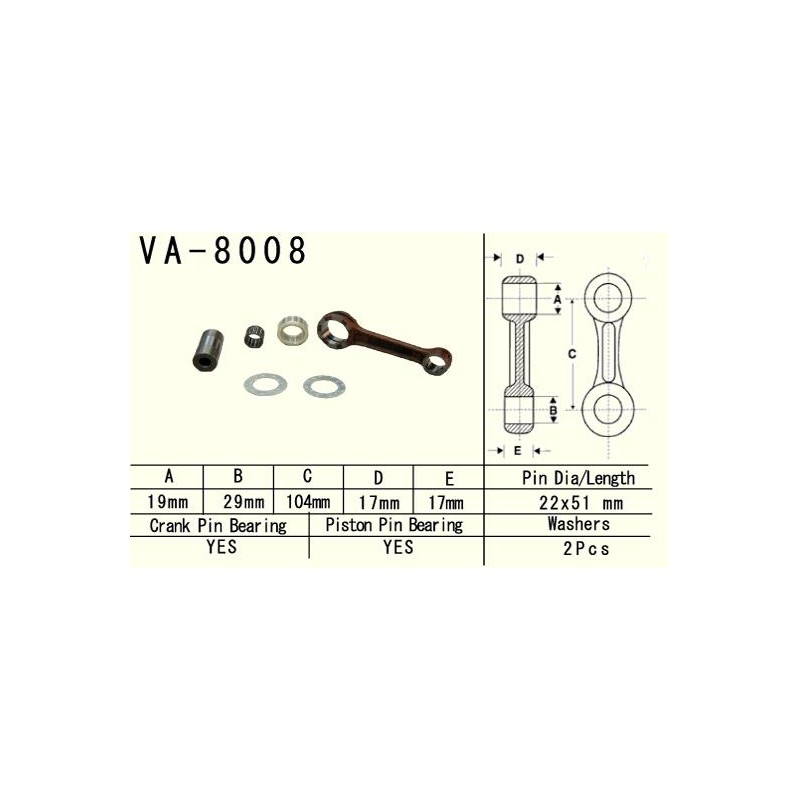 Korbówód VESRAH KAWASAKI KX 125 (KX125) '98-'02 (VA8008) - Made in Japan