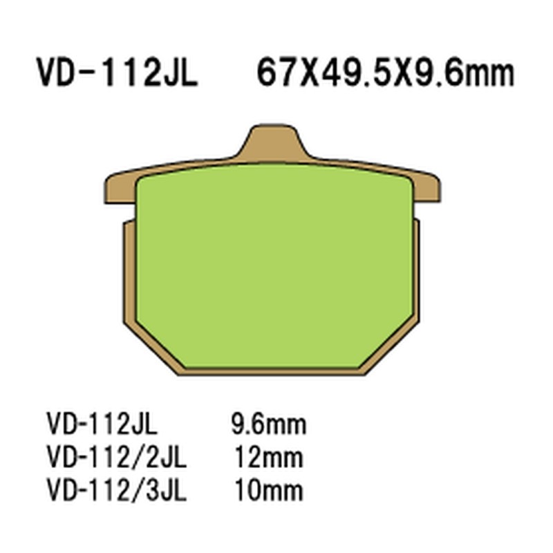 Klocki hamulcowe VESRAH KH31/KH29/KH30, spiek metaliczny (złote), made in Japan