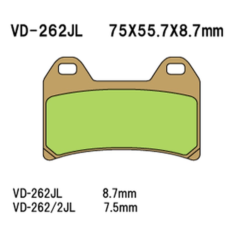 Klocki hamulcowe VESRAH KH244 - złote, spięk metaliczny (Made in Japan)