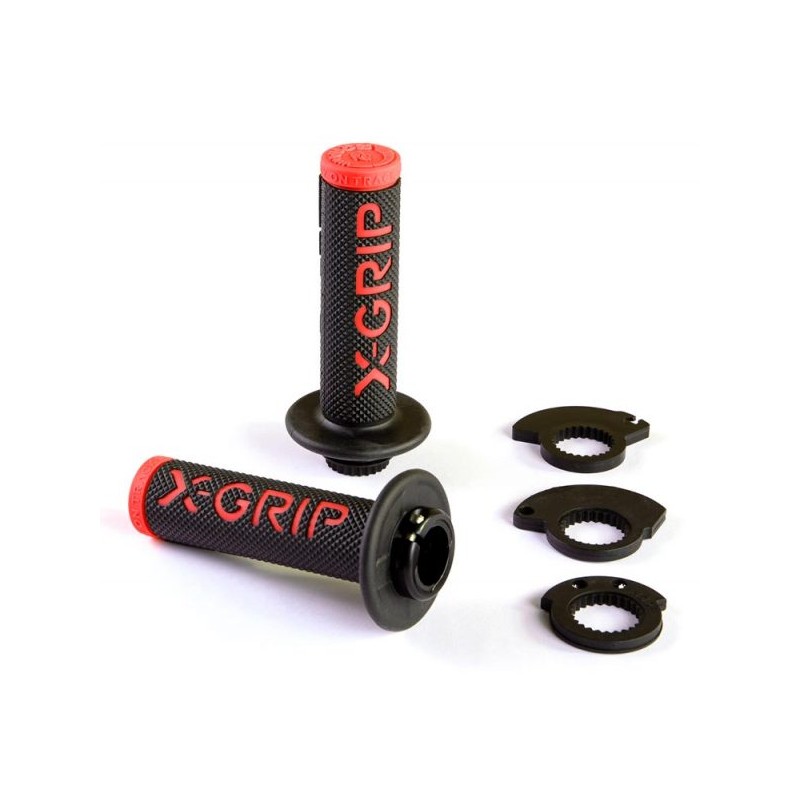 X-GRIP MANETKI (GRIPY) BRAAAAP GRIPS LOCK-ON-GRIP (Z ADAPTERAMI ROLGAZU) RED KOLOR CZERWONY