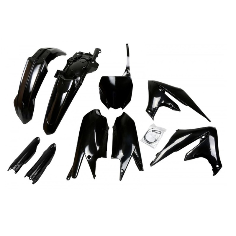 Komplet plastików UFO z osłonami teleskopów do Yamahy YZF 250 '19-'23, YZF 450 '18-'22 - kolor czarny