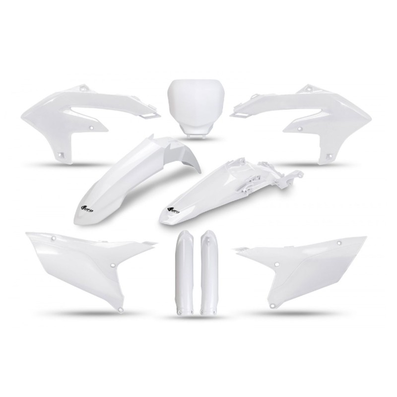 UFO KOMPLET PLASTIKÓW Z OSŁONAMI TELESKOPÓW YAMAHA YZF 250 24-26, YZF 450 23-25 BIAŁY