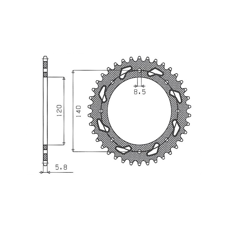 SUNSTAR ZĘBATKA TYLNA 491 43 KAWASAKI KLR 650C \'95-\'03 (JTR487.43) (ŁAŃC. 520) (49143JT)