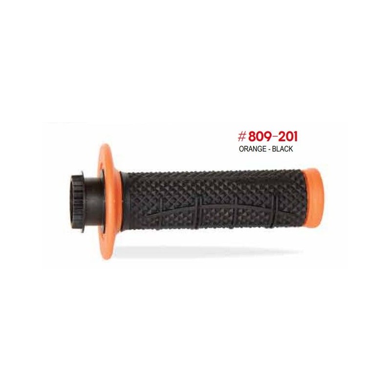 PROGRIP 2025/12 MANETKI PG809 OFF ROAD Z BLOKADĄ SCS LOCK-ON + 7 ADAPTERÓW ROLGAZU (22+25MM) KOLOR POMARAŃCZOWY CZARNY DWUSKŁADN