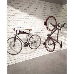 BIKETEC WIESZAK ŚCIENNY NA ROWER (WALL BIKE RACK) STAL MALOWANA PROSZKOWO KOLOR CZARNY, PLASTIK CZERWONY
