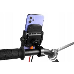 BIKETEC UCHWYT MOTOCYKLOWY Z ŁADOWARKĄ INDUKCYJNĄ USB-C, QUICK CHARGE NA TELEFON MONTOWANY NA KIEROWNICĘ LUB LUSTERKO TYP: R9W-P