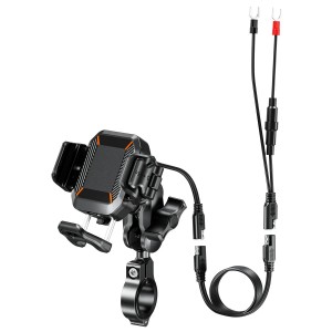 BIKETEC UCHWYT MOTOCYKLOWY ANTYWIBRACYJNY NA TELEFON QUICK LOCK Z ŁADOWARKĄ INDUKCYJNĄ I USB-C R24-PD DAMPER