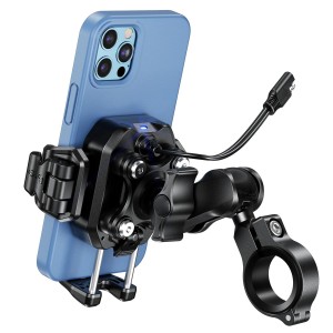 BIKETEC UCHWYT MOTOCYKLOWY ANTYWIBRACYJNY NA TELEFON QUICK LOCK Z ŁADOWARKĄ INDUKCYJNĄ I USB-C R24-PD DAMPER