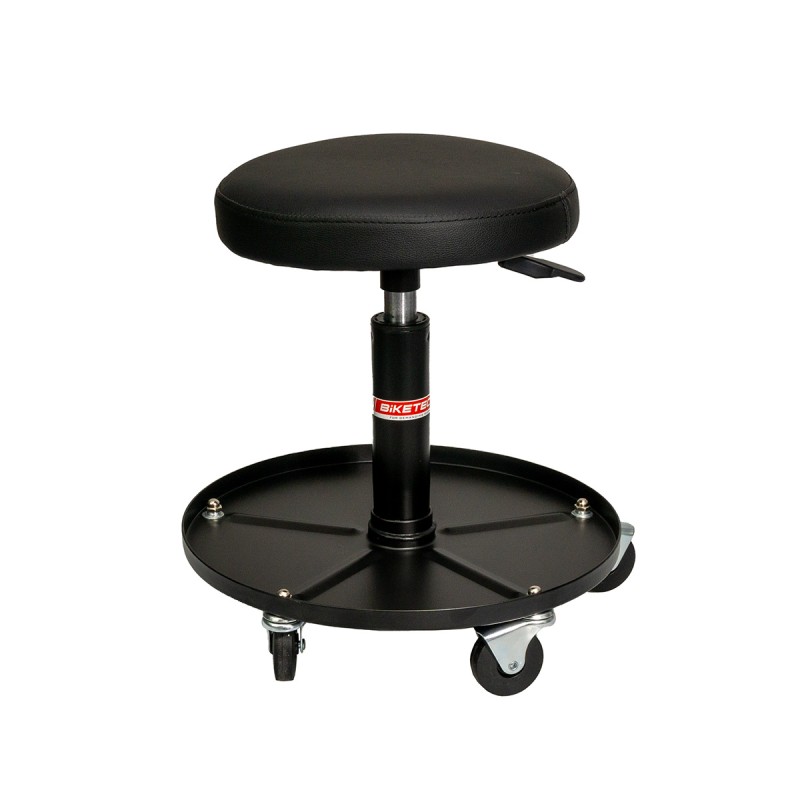 BIKETEC PRO KRZESŁO WARSZTATOWE Z SIŁOWNIKIEM I POJEMNIKIEM NA CZĘŚCI (WORKSHOP AIR SEAT) KOLOR CZARNY