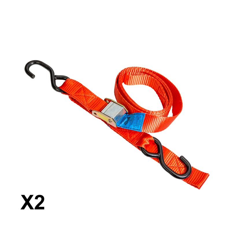 BIKETEC 2 PASY TRANSPORTOWE 38MM X 2M OBCIĄŻENIE DO 300KG, 2 PASY, KOLOR CZERWONY