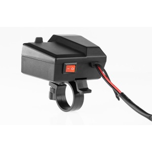 BIKETEC MOTOCYKLOWE PODWÓJNE GNIAZDO USB QUICK CHARGE 3.0 Z WOLTOMIERZEM I WSKAŹNIKIEM TEMPERATURY ZEWNĘTRZNEJ MONTAŻ NA KIEROWN