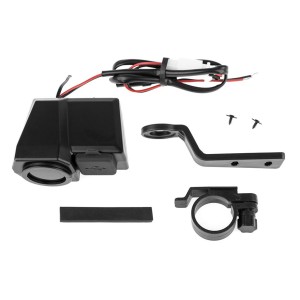 BIKETEC MOTOCYKLOWE PODWÓJNE GNIAZDO USB QUICK CHARGE 3.0 Z WOLTOMIERZEM I WSKAŹNIKIEM TEMPERATURY ZEWNĘTRZNEJ MONTAŻ NA KIEROWN