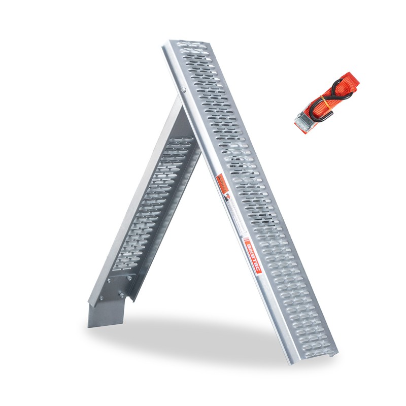 BIKETEC UNIWERSALNA RAMPA NAJAZDOWA STALOWA MOTOCYKL / ATV 215CM X 26CM, MAX. 227 KG KOLOR SREBRNY