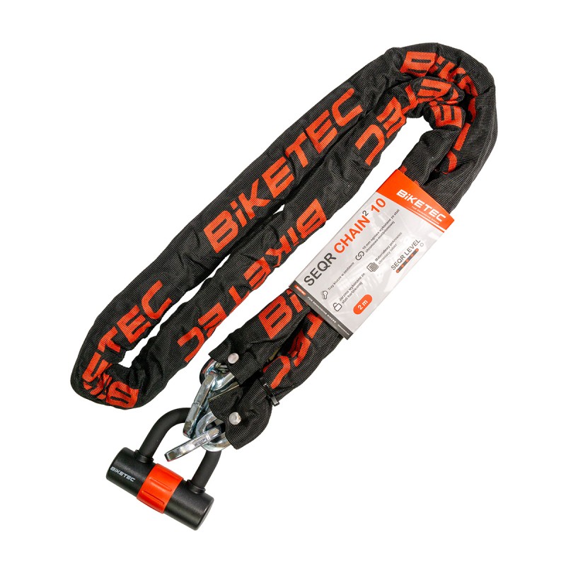 BIKETEC SEQR ŁAŃCUCH CP 2M Z KŁÓDKĄ 3KLUCZE OCZKO 10MM