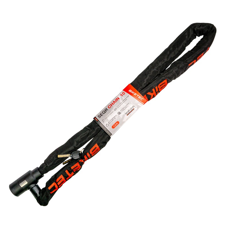BIKETEC SEQR ŁAŃCUCH CP 1,5M/OCZKO 10MM WBUDOWANY ZAMEK 3 KLUCZE
