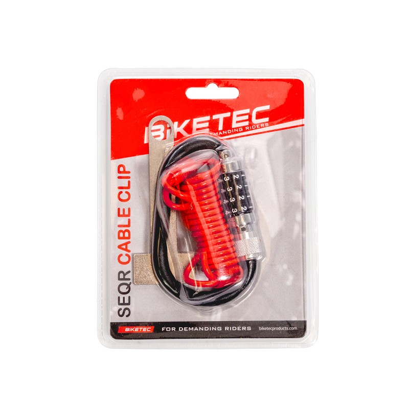 BIKETEC SEQR ZABEZPIECZENIE KABLOWE DO KASKU LUB ODZIEŻY, ROZMIAR: LINKA 4MM, 1,2M, ZAMEK NA SZYFR 4 CYFROWY (MOŻLIWOŚĆ RESETU K