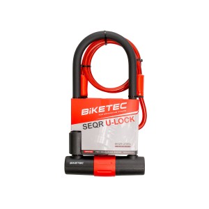 BIKETEC SEQR ZABEZPIECZENIE U-LOCK Z LINKĄ ROZMIAR: LINKA 10MM, 1,2M Z KŁÓDKA 180MM X 320MM, 3KLUCZE, JARZMO 16MM
