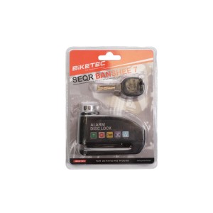 BIKETEC SEQR BLOKADA TARCZY HAMULCOWEJ Z ALARMEM SCREAMER 100DB, BOLEC/TRZPIEŃ 6MM, ROZMIAR: 94MM X 58MM, 3KLUCZE