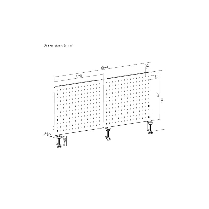 BIKETEC ORGANIZER NA BIURKO WARSZTATOWE ZESTAW 1040x62x575mm MONTAŻ NA ZACISK STAL MALOWANA PROSZKOWO KOLOR CZARNY