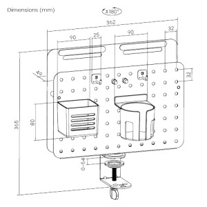BIKETEC MONTOWANA NA BIURKO OBROTOWA TABLICA Z PIONOWYM ORGANIZEREM STAL MALOWANA PROSZKOWO KOLOR CZARNY
