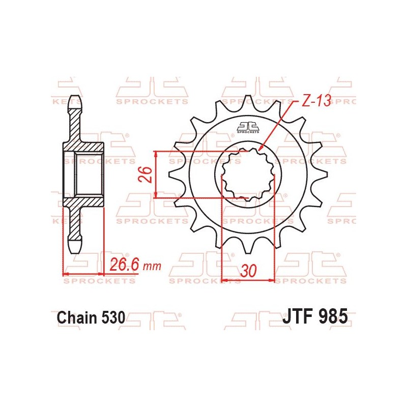 JT ZĘBATKA PRZEDNIA 985 19 HARLEY DAVIDSON RA 1250 PAN AMERICA / S / ST \'21-\'25 (JTF985.19) (ŁAŃC. 530)
