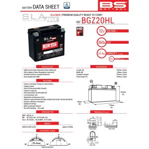 BS 2025/12 AKUMULATOR BGZ20HL MAX (FA) (YTX20HL,YTX20L-BS,YTX20HL-BS,YB18L-A) 12V 20AH 176X89X154 BEZOBSŁUGOWY - ZALANY (ZWIĘKSZ