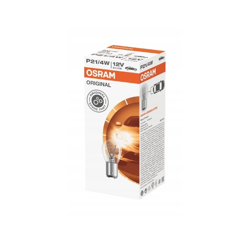 OSRAM ŻARÓWKA 12V P21/4W BAZ15D 1 SZTUKA (BIAŁE SZKŁO)